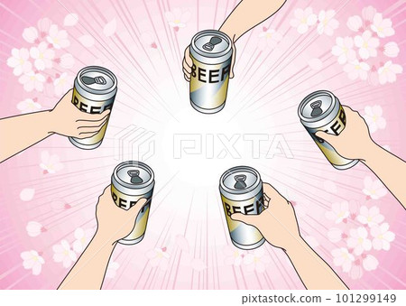 用罐裝啤酒干杯_Hanami 101299149