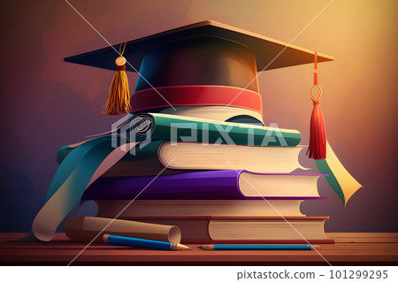 Graduation background with graduation hat 101299295