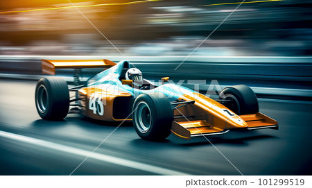 An Open Wheel Racing Car on a Street Track, with Sleek Design and Dynamic Movements 101299519