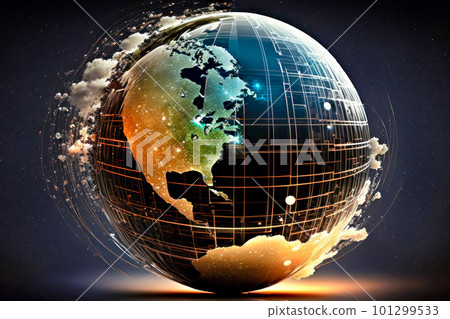 Stylized image of the earth in the air Generative AI 101299533