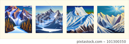 Seamless pattern mountains in snow and glaciers with trees vector illustration. Seamless pattern mountains in snow and glaciers with trees vector illustration. 101300350
