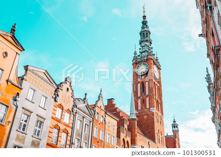 Beautiful architecture of the old town in Gdansk with city hall at Gdansk, Poland Beautiful architecture of the old town in Gdansk with city hall at Gdansk, Poland 101300531