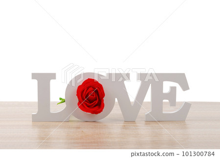 Red Rose Wooden Letter Word Lv Stock Photo 776229517