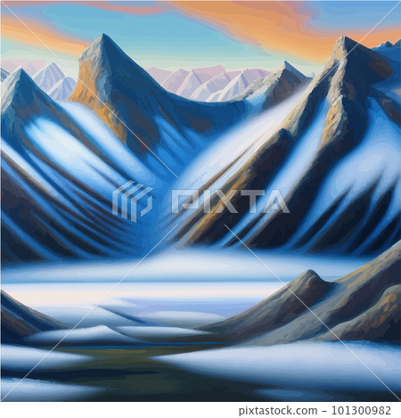 Vector hand drawn illustration. Abstract flat minimalist design landscape. 101300982