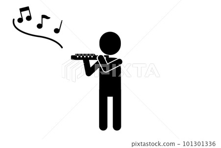 音樂，長笛手簡單的象形圖 101301336