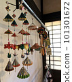 Japanese-style room with origami decorations 101301672