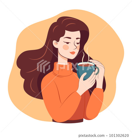 Young beautiful woman holding a cup of tea or coffee Young beautiful woman holding a cup of tea or coffee 101302620