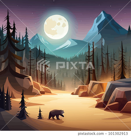 Grizzly Bear standing by river Vibrant Art for postcard or poster in Alaska Grizzly Bear standing by river Vibrant Art for postcard or poster in Alaska 101302913