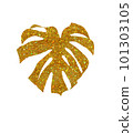Gold glitter monstera leaf for summer decoration 101303105