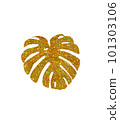 Gold glitter monstera leaf for summer decoration 101303106