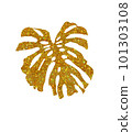 Gold glitter monstera leaf for summer decoration 101303108