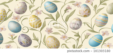 Colorful multi-colored Easter eggs, on light background. Cute festive seamless Colorful multi-colored Easter eggs, on light background. Cute festive seamless 101303180