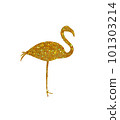 Fold glitter flamingo. Tropical design element 101303214
