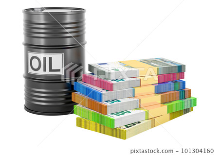 Oil barrel with euro packs, 3D rendering Oil barrel with euro packs, 3D rendering 101304160