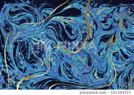 Dark Blue and Gold Round Drops Watercolor Vector Background 101304355