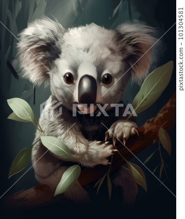 Beautiful illustration of a cute koala bear - made with generative AI tools 101304581