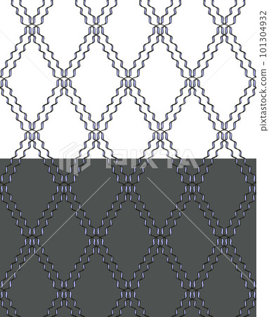 Scribbled wave line seamless pattern, doodle hand drawn paint brush design, rhombus geometrical grid template, monochrome blue gray tones color. Transparent background 101304932