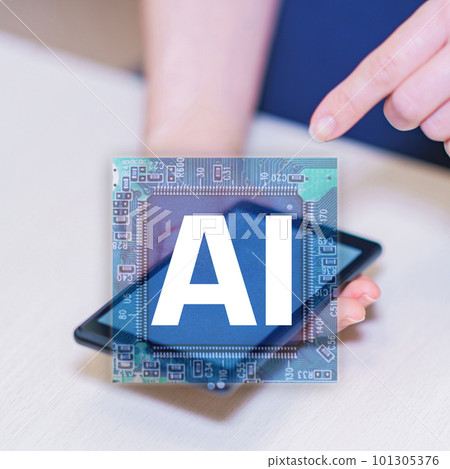 Accessing AI technology through smartphones [ image of new age technology ] 101305376