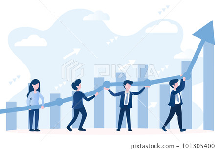 A group of business people carrying an arrow upward.  101305400