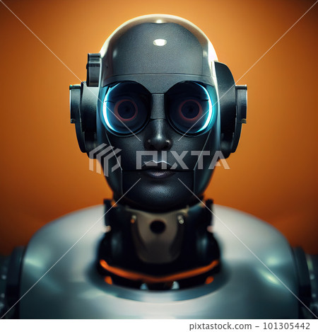 Artificial sentient being. Lady robot. Robot character. Scientific achievement of robotics. AI-generated 101305442