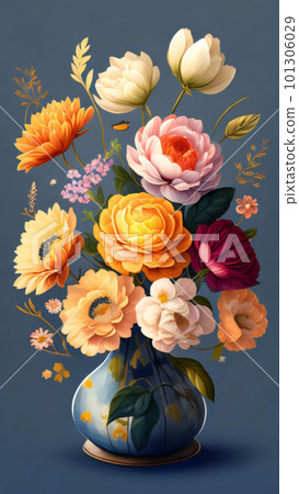 Watercolor Flower with Vase 101306029