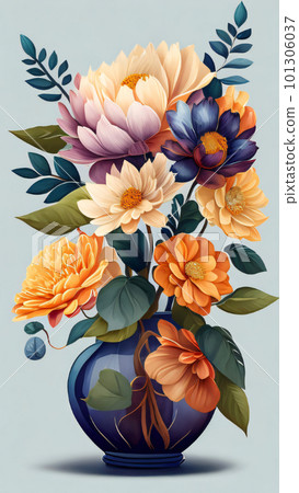 Watercolor Flower with Vase Watercolor Flower with Vase 101306037