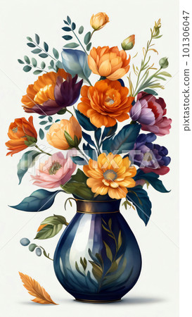 Watercolor Flower with Vase Watercolor Flower with Vase 101306047