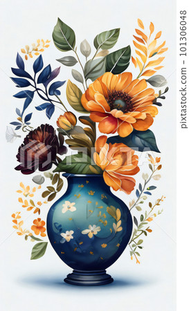 Watercolor Flower with Vase Watercolor Flower with Vase 101306048