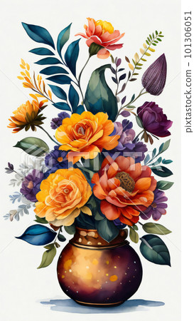 Watercolor Flower with Vase Watercolor Flower with Vase 101306051