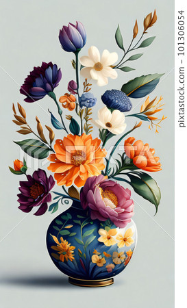 Watercolor Flower with Vase Watercolor Flower with Vase 101306054