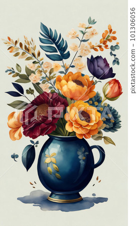 Watercolor Flower with Vase Watercolor Flower with Vase 101306056