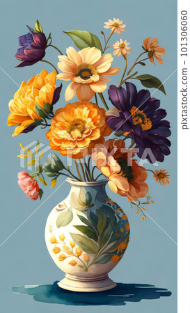 Watercolor Flower with Vase Watercolor Flower with Vase 101306060