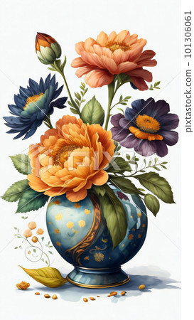 Watercolor Flower with Vase Watercolor Flower with Vase 101306061