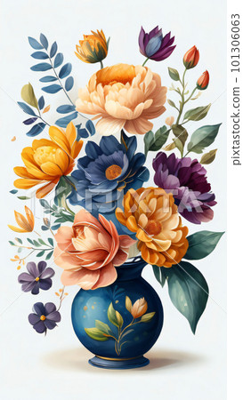Watercolor Flower with Vase 101306063