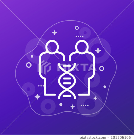 clones line icon with dna, vector 101306106