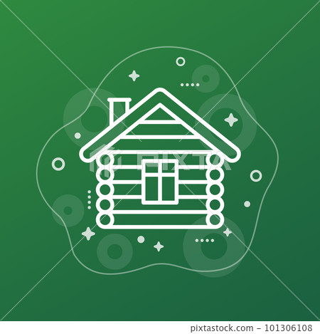 cabin icon, wooden hut line vector cabin icon, wooden hut line vector 101306108