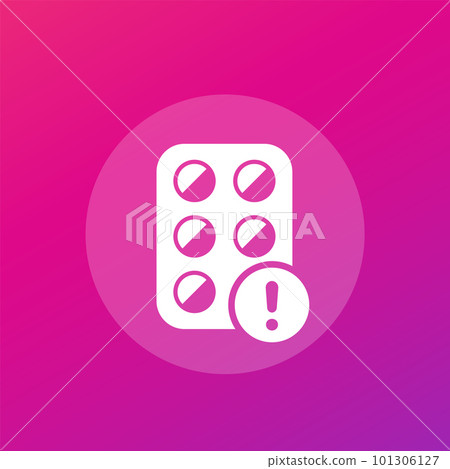 pills warning icon, vector art pills warning icon, vector art 101306127