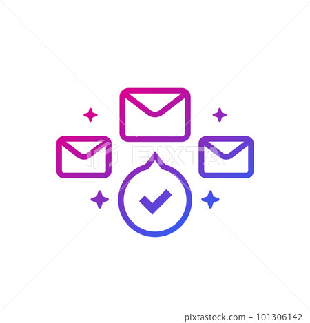 email marketing icon with a check mark email marketing icon with a check mark 101306142