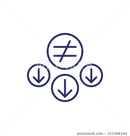 Reduced inequality icon, line vector Reduced inequality icon, line vector 101306144