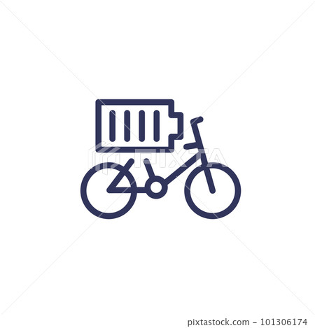 Electric bike, bicycle icon with a battery 101306174