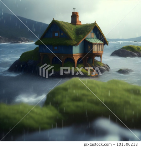 Beautiful house with garden tree 101306218