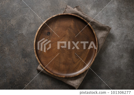Kitchen brown table top with linen towel. Space for your design,. Kitchen brown table top with linen towel. Space for your design,. 101306277