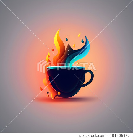 Hot coffee cup minimalistic square illustration Hot coffee cup minimalistic square illustration 101306322