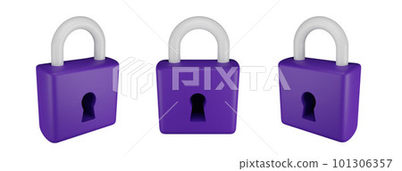 3D lock icon set 101306357