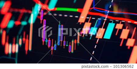 Stock trading, crypto currency background.Charts of financial instruments with various type of indicators 101306562
