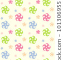 Pastel Blooms charming vector seamless pattern in shades of pink, yellow, and blue playful romantic vibe perfect for sunny cheerful backdrop wrapping paper, patchwork, textile design 101306955