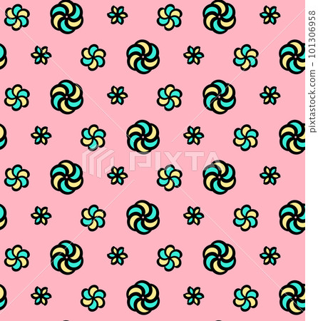 Blue Daisies Futuristic Party seamless pattern modern, futuristic with cute doodles of blue daisies for children's parties and spring summer themed designs for wallpaper, packaging, fabric Blue Daisies Futuristic Party seamless pattern modern, futuristic with cute doodles of blue daisies for children's parties and spring summer themed designs for wallpaper, packaging, fabric 101306958