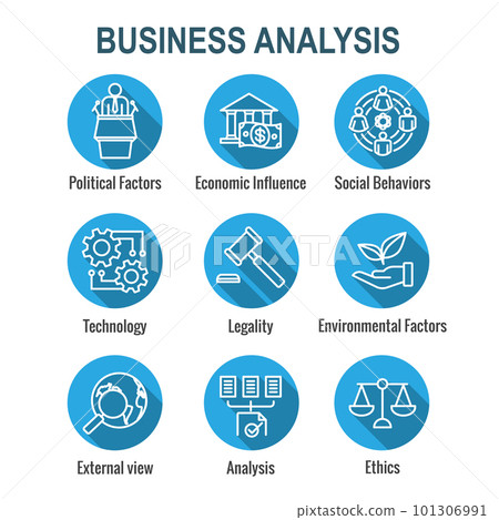 Company Analysis Using Pestel Methods Icon Set Company Analysis Using Pestel Methods Icon Set 101306991