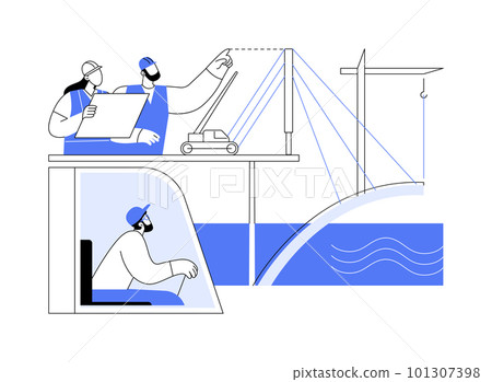 Bridge foundation construction abstract concept vector illustration. Bridge foundation construction abstract concept vector illustration. 101307398