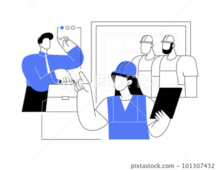 Establish a construction team abstract concept vector illustration. 101307432